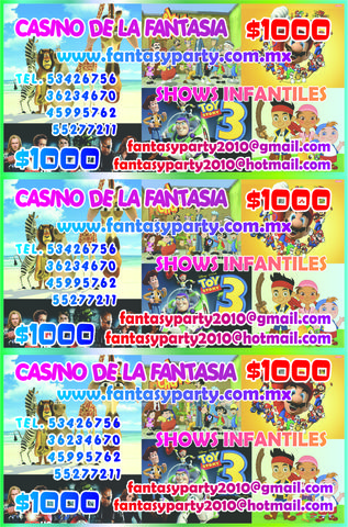 billetes de fantasia